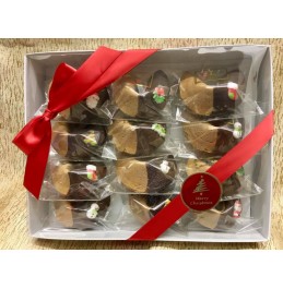 Chocolate Fortune Cookie (12pc) Gift Box Set - Half Chocolate Dipped Fortune Cookie